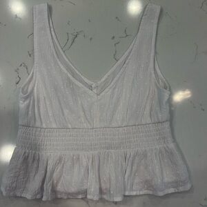 Hollister White Floral Cropped Tank